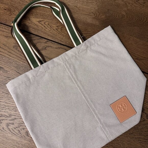 NWT! NEW! Tory Burch Gracie Canvas Tote -Natural Women Tote Bag - Picture 3 of 12